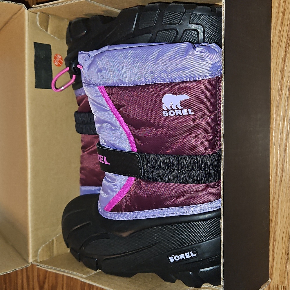 Sorel Black and Purple Snow Boots Size 12 Kids